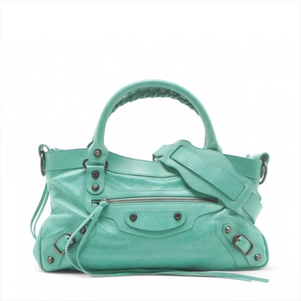 AUTH BALENCIAGA 2010 PAPETE AGNEAU SEAFOAM GREEN CITY FIRST BAG!!